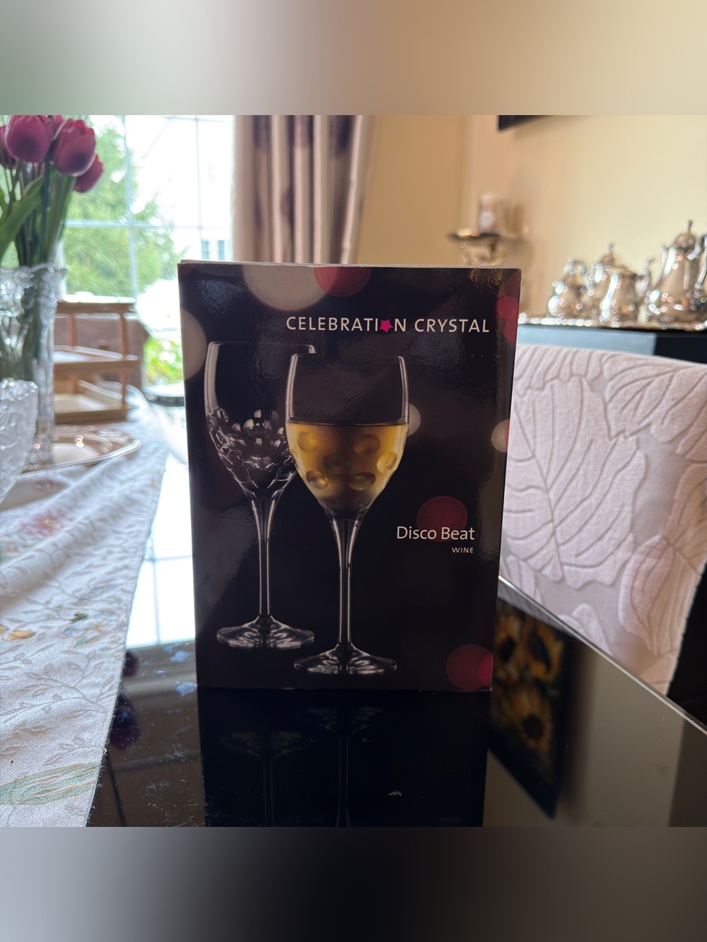 Rogaska Celebration Crystal Disco Beat Crystal Wine Glasses Set of 4 – Mint!!!